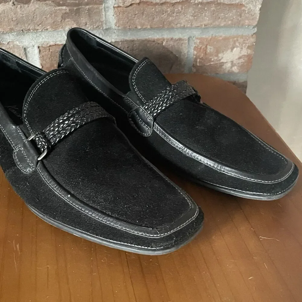 Kenneth Cole Big Band Suede Loafers Men's 7.5M Black Slip On Dress Shoes